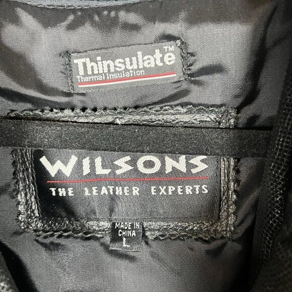 Vintage 1990s Womens Wilsons Leather Trench Biker Thinsulate Jacket Size Large - Picture 6 of 11